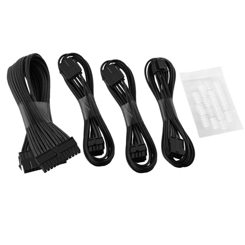 CableMod - Basic ModFlex Dual 6+2 Sleeved Cable Extensions - Black - كابل